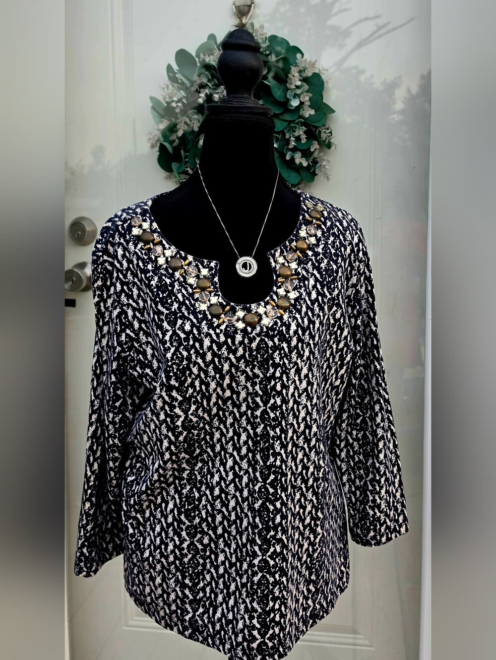 Ruby Rd Embellished  Patterned Women's Top - Picture 8 of 8